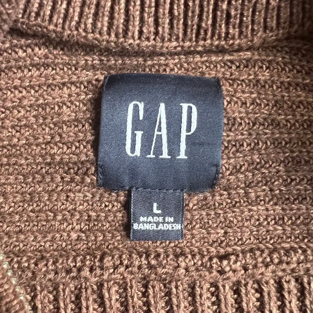 Gap Men's Size L Brown Quarter Zip Sweater 100% cotton